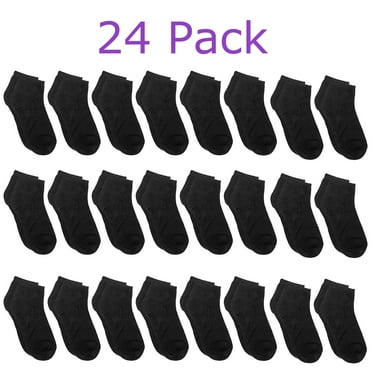 Falari Toddler Girls Kids Cotton Socks 12/24 Pairs Black 2-4 Years (24 Pairs)