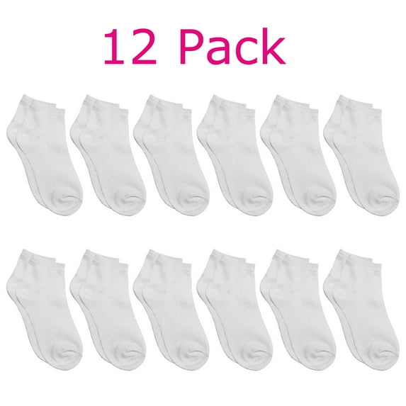 Falari Toddler Girls Kids Cotton Socks 12/24 Pairs White 4-6 Years (12 Pairs)