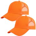 thumbnail image 1 of Falari Trucker Hat 2-Piece Set, 6 Panel, Cotton Mesh, Adjustable Size Baseball Cap - Orange & Orange, 1 of 7