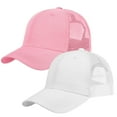 thumbnail image 1 of Falari Trucker Hat 2-Piece Set, 6 Panel, Cotton Mesh, Adjustable Size Baseball Cap - White & Pink, 1 of 7