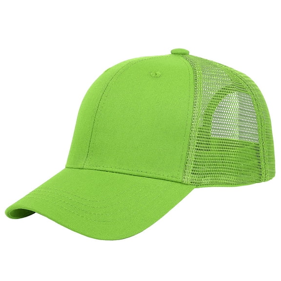 Falari Trucker Hat Baseball Cap Structured Plain Design 6 Panel, Adjustable Size - Light Green