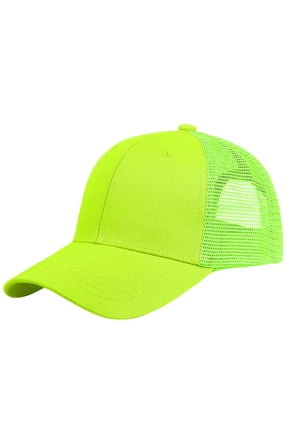 Trucker Hat Baseball Cap Structured Plain Design 6 Panel, Adjustable Size - Neon Green