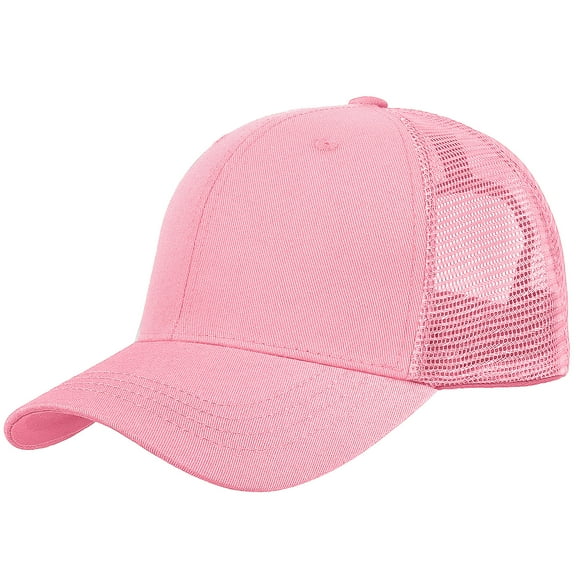 Falari Trucker Hat Baseball Cap Structured Plain Design 6 Panel, Adjustable Size - Pink