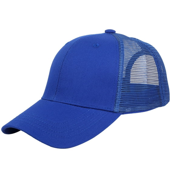 Falari Trucker Hat Baseball Cap Structured Plain Design 6 Panel, Adjustable Size - Royal