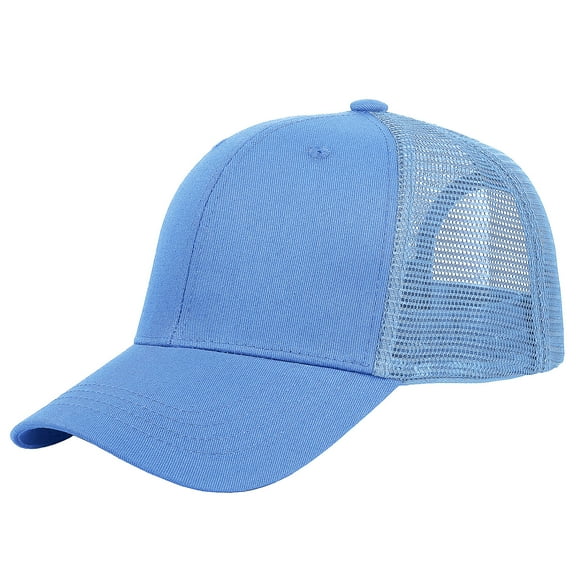 Falari Trucker Hat Baseball Cap Structured Plain Design 6 Panel, Adjustable Size - Sky Blue