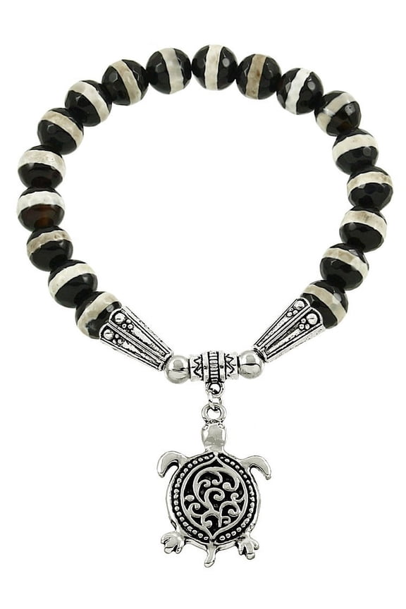 Turtle Lucky Charm Natural Gemstone Bracelet