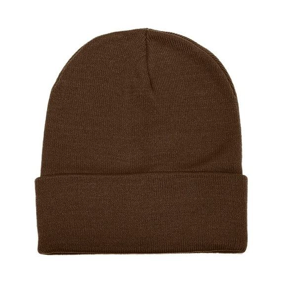 Falari Unisex Beanie Cap Knitted Warm Solid Color Brown