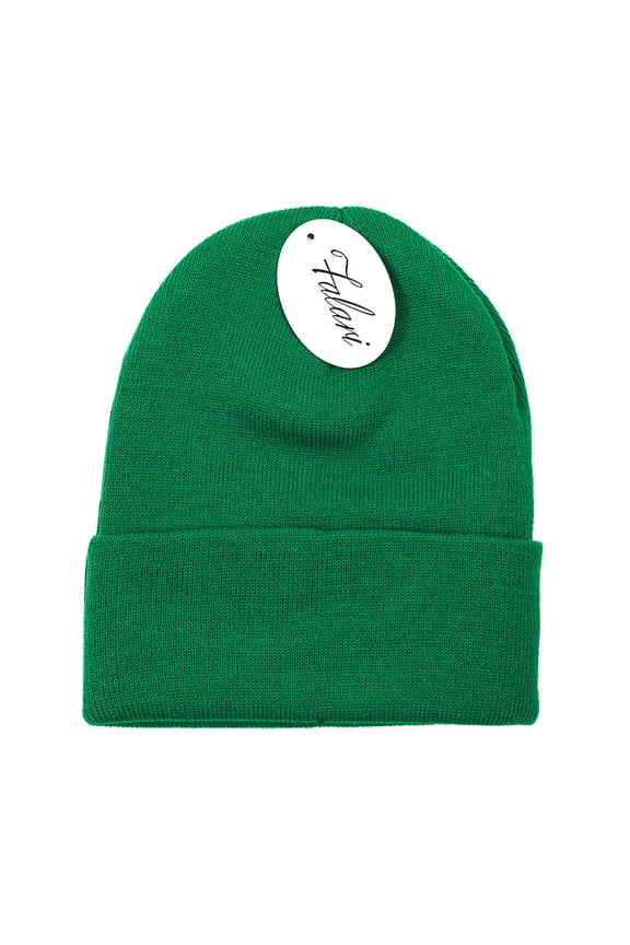Unisex Beanie Cap Knitted Warm Solid Color Irish Green