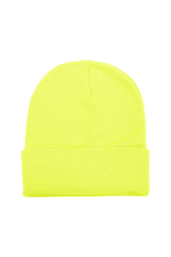 Unisex Beanie Cap Knitted Warm Solid Color Lemon