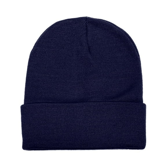 Falari Unisex Beanie Cap Knitted Warm Solid Color Navy