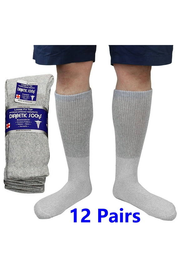 Unisex Diabetic Crew Socks Physicians Approved & Doctor Recommended Socks for Circulatory Problems, Diabetes, Edema (Gray,10-13,12PK)