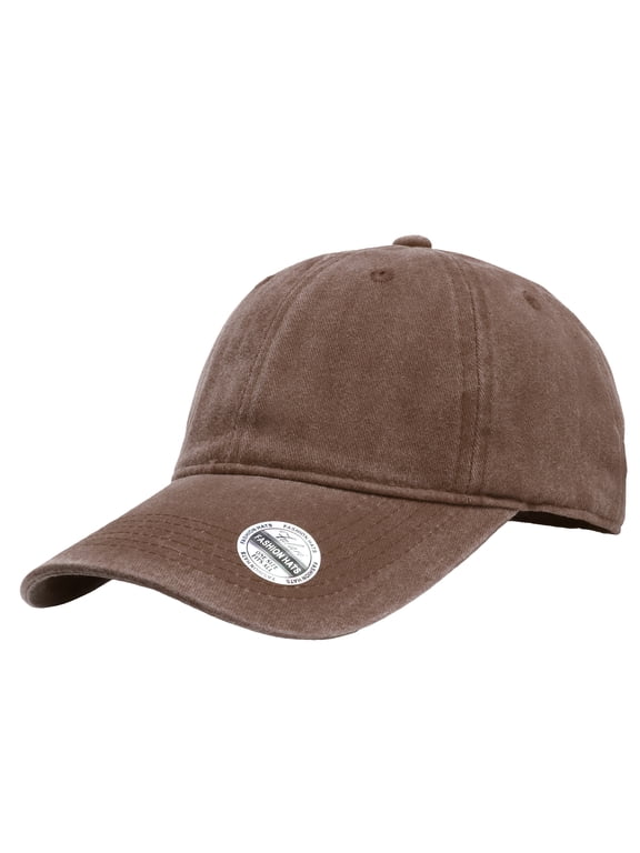 Vintage Washed Cotton Baseball Caps, Original Classic Adjustable Size Low Profile Unconstructed Distressed Dad Hat - Brown