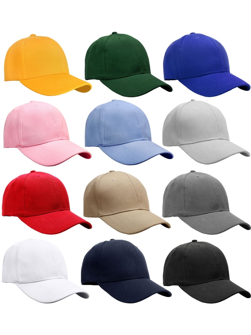 Pack of 15 Bulk Wholesale Plain Baseball Cap Hat Adjustable, Color: Black, Size: One Size
