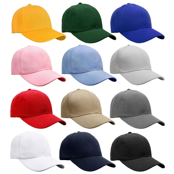 Falari Wholesale 12-Pack Baseball Cap Adjustable Size Plain Blank Solid Color Assorted 1