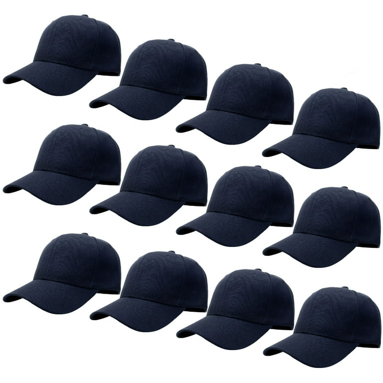 Falari Wholesale 12-Pack Baseball Cap Adjustable Size Plain Blank Solid  Color Navy