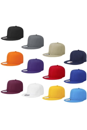 Wholesale 12 Pack Snapback Hat Cap Hip Hop Style Flat Bill Blank Solid Color Adjustable Size Assorted Group 1 (Solid)