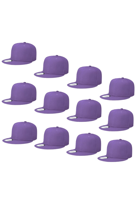 Wholesale 12 Pack Snapback Hat Cap Hip Hop Style Flat Bill Blank Solid Color Adjustable Size Lavender
