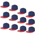 thumbnail image 1 of Falari Wholesale 12 Pack Snapback Hat Cap Hip Hop Style Flat Bill Blank Solid Color Adjustable Size Navy/Red, 1 of 6