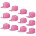 thumbnail image 1 of Falari Wholesale 12 Pack Snapback Hat Cap Hip Hop Style Flat Bill Blank Solid Color Adjustable Size Pink, 1 of 6