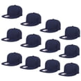 thumbnail image 1 of Falari Wholesale 12 Pack Snapback Hat Cap Hip Hop Style Flat Bill Blank Solid Color Adjustable Size Navy, 1 of 6