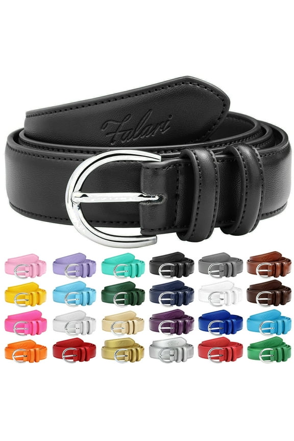 Women Genuine Leather Belt Fashion Dress Belt With Single Prong Buckle Black M