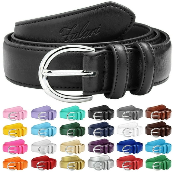 Falari Women Genuine Leather Belt Fashion Dress Belt With Single Prong Buckle Black S