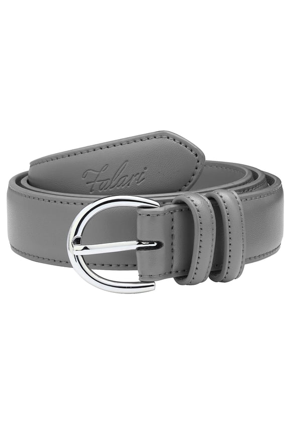 Women Genuine Leather Belt Fashion Dress Belt With Single Prong Buckle Dark Grey S