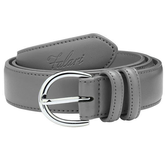 Falari Women Genuine Leather Belt Fashion Dress Belt With Single Prong Buckle Dark Grey XS