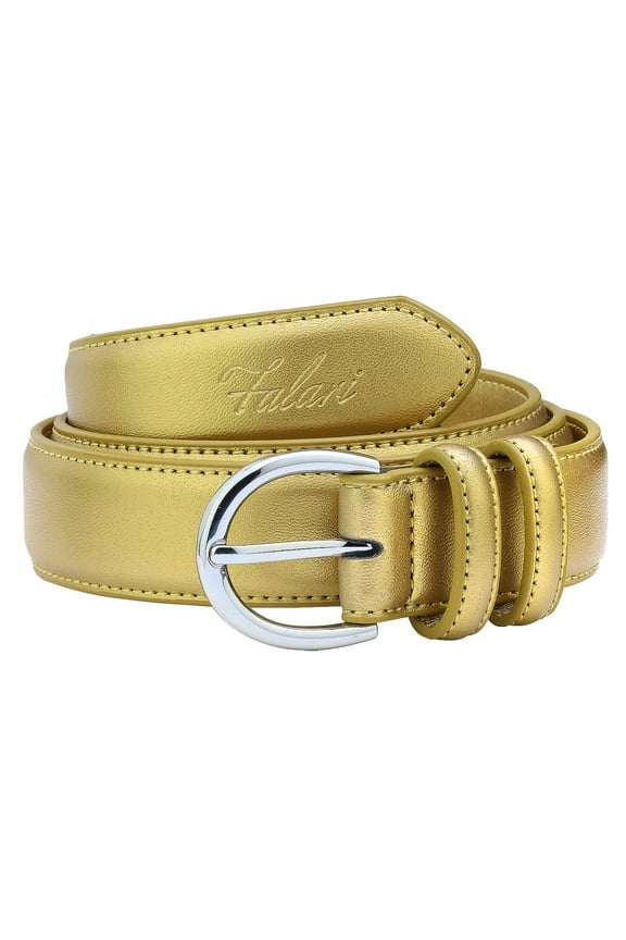 Women Genuine Leather Belt Fashion Dress Belt With Single Prong Buckle Gold XL