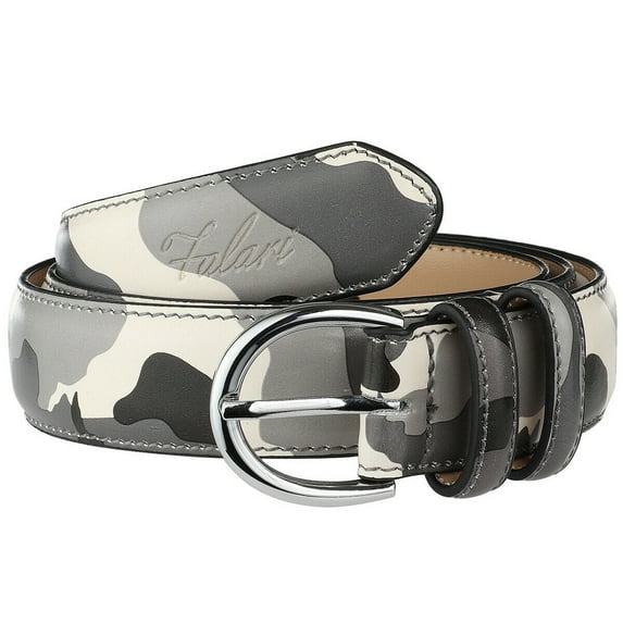 Falari Women Genuine Leather Belt Fashion Dress Belt With Single Prong Buckle Grey Camouflage L