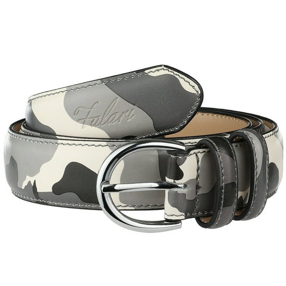 Falari Women Genuine Leather Belt Fashion Dress Belt With Single Prong Buckle Grey Camouflage M