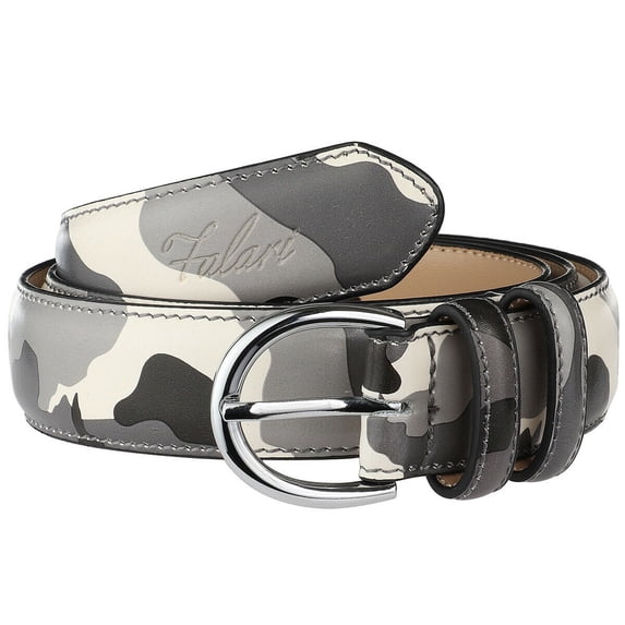 Falari Women Genuine Leather Belt Fashion Dress Belt With Single Prong Buckle Grey Camouflage XS