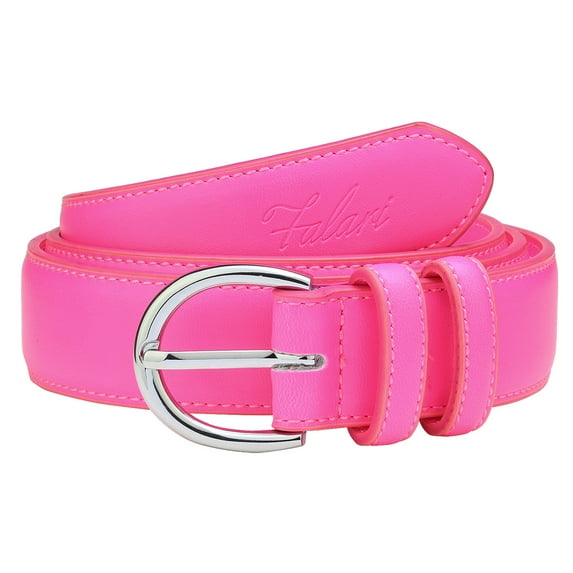 Falari Women Genuine Leather Belt Fashion Dress Belt With Single Prong Buckle Hot Pink L