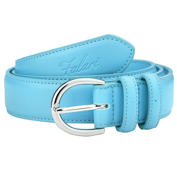 Falari Women Genuine Leather Belt Fashion Dress Belt With Single Prong Buckle Light Blue M