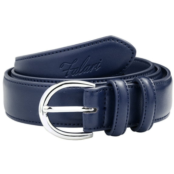 Falari Women Genuine Leather Belt Fashion Dress Belt With Single Prong Buckle Navy XS