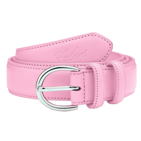 Falari Women Genuine Leather Belt Fashion Dress Belt With Single Prong Buckle Pink L