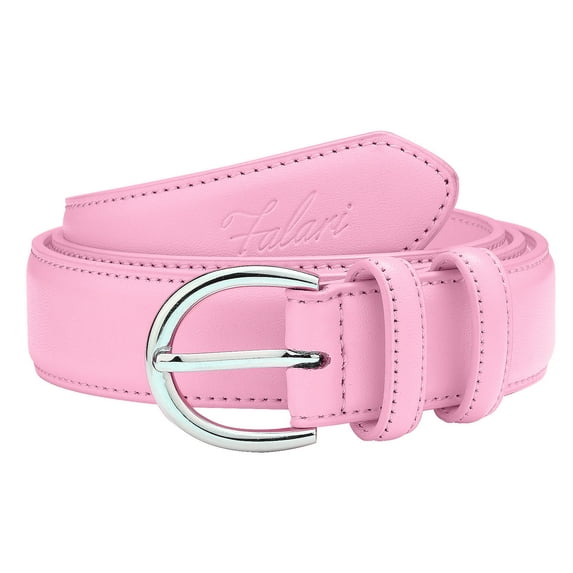 Falari Women Genuine Leather Belt Fashion Dress Belt With Single Prong Buckle Pink S