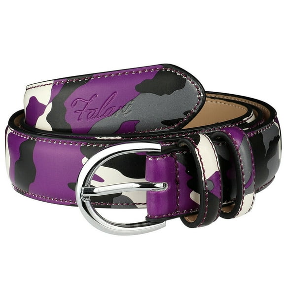 Falari Women Genuine Leather Belt Fashion Dress Belt With Single Prong Buckle Purple Camouflage L