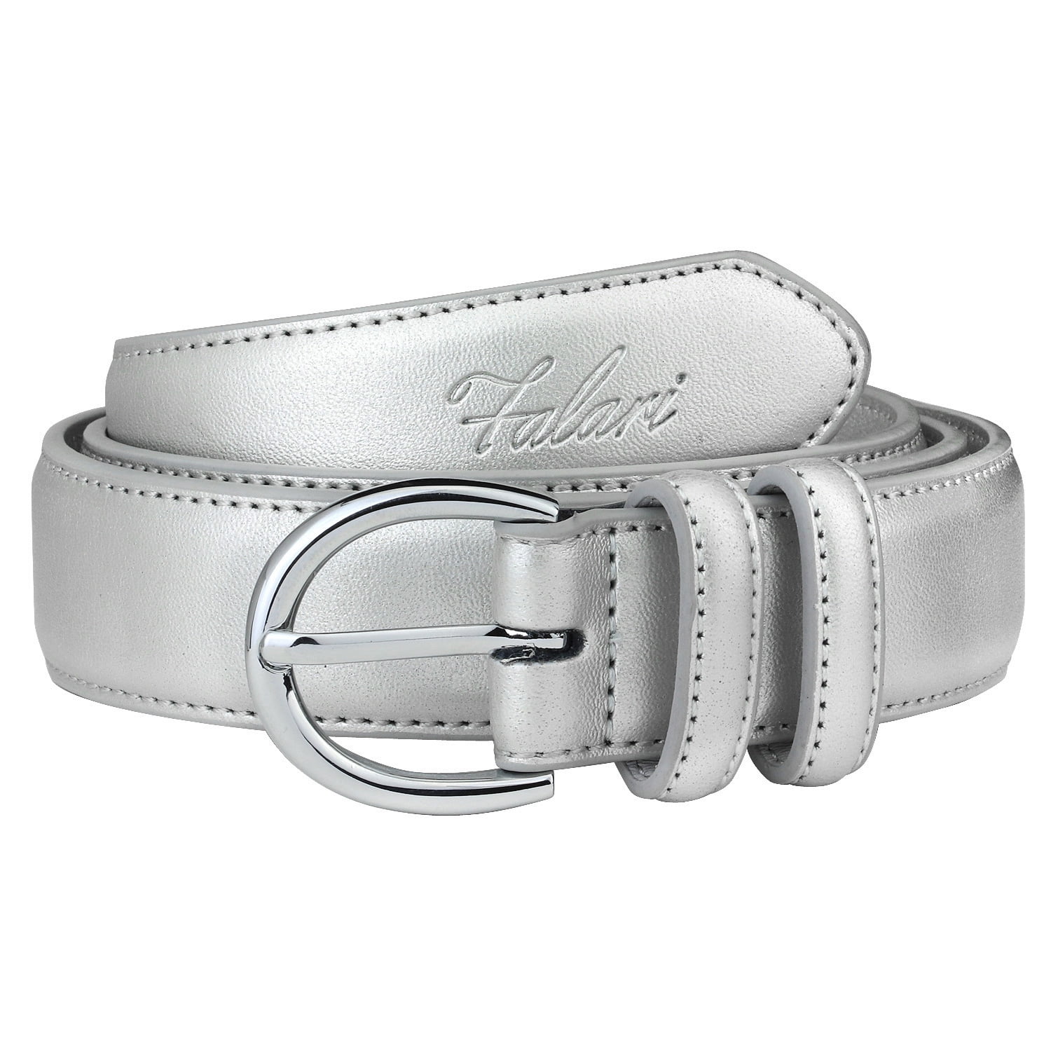Genuine Leather Fashion Belt with Silver Buckle, Size Medium RISANTRY Women main image 2