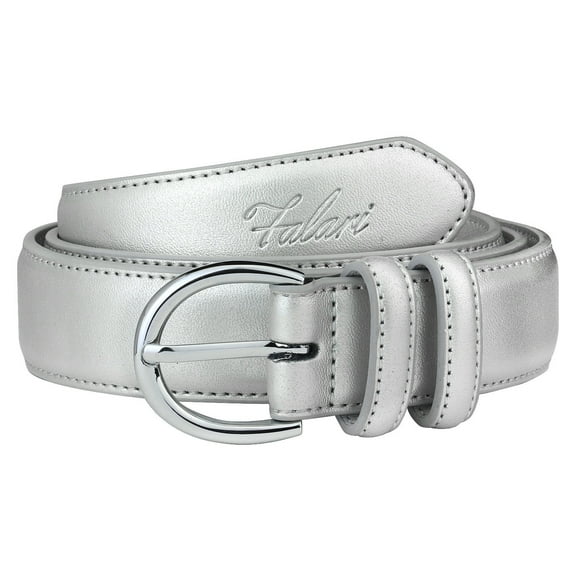 Falari Women Genuine Leather Belt Fashion Dress Belt With Single Prong Buckle Silver XS