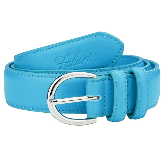 Falari Women Genuine Leather Belt Fashion Dress Belt With Single Prong Buckle Sky Blue XS