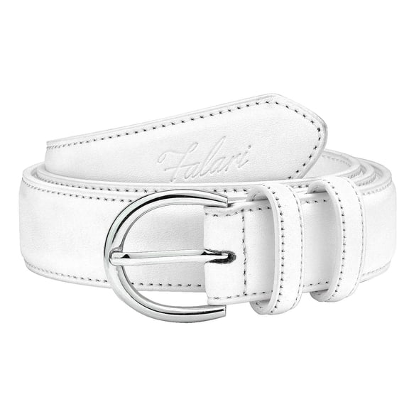 Falari Women Genuine Leather Belt Fashion Dress Belt With Single Prong Buckle White S