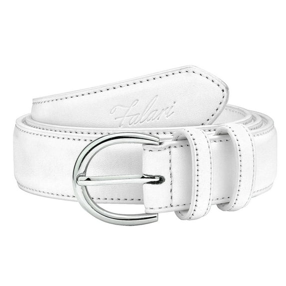Falari Women Genuine Leather Belt Fashion Dress Belt With Single Prong Buckle White XL