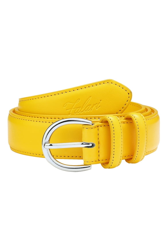 Women Genuine Leather Belt Fashion Dress Belt With Single Prong Buckle Yellow XL