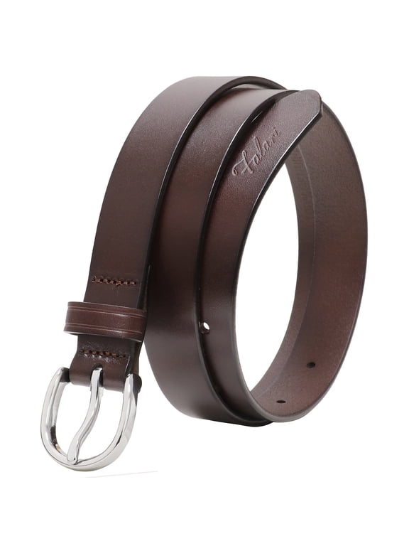Women's Belt, 1 Inch Width, Top Grain Leather, Classic Style for Jeans, Pants, and Dresses - Brown,M