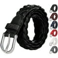 thumbnail image 1 of Falari Women's Leather Braided Belt Stainless Steel Buckle 6007 Black XX-Large, 1 of 7