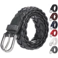 thumbnail image 1 of Falari Women's Leather Braided Belt Stainless Steel Buckle 6007 Dark Gray Medium, 1 of 7