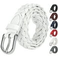 thumbnail image 1 of Falari Women's Leather Braided Belt Stainless Steel Buckle 6007 White Large, 1 of 7