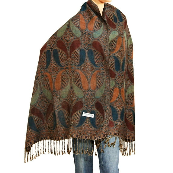 Falari Women's Paisley Woven Pashmina Shawl Wrap Scarf 80" x 27" Color # 03