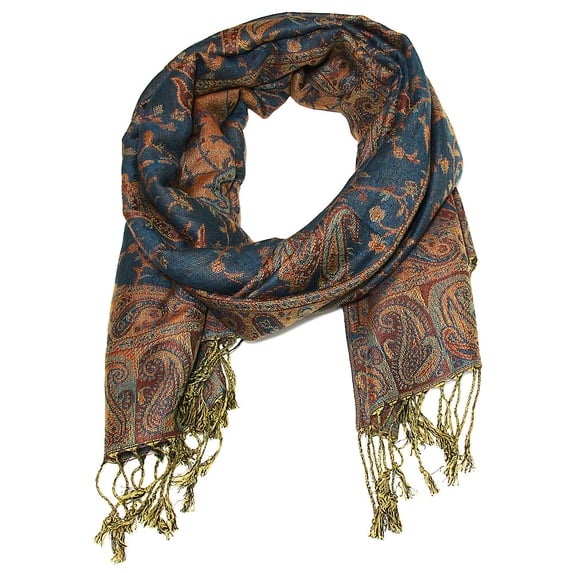Falari Women's Pashmina Reversible Paisley Woven Shawl